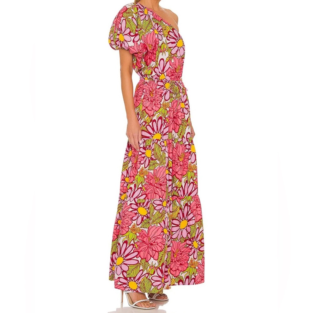 S/W/F Frida One-Shoulder Puff Sleeve Floral Maxi Dress - Picture 3 of 8